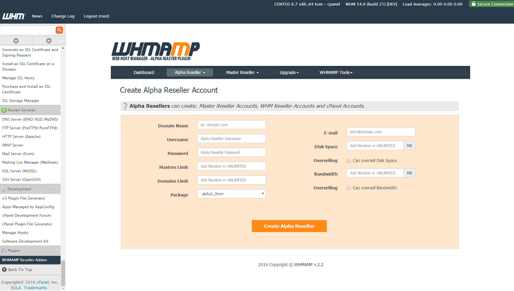 Create Alpha Reseller