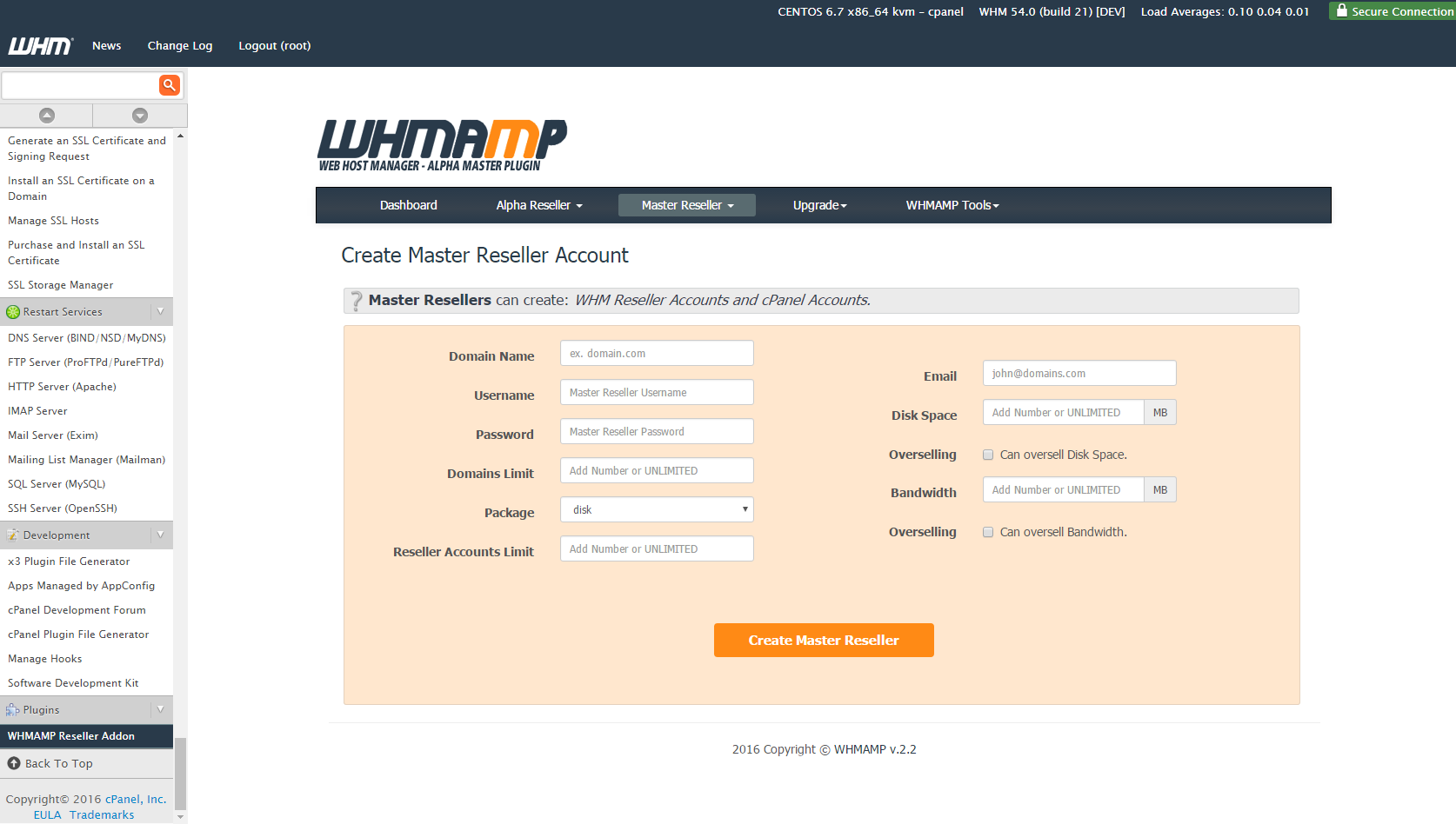 Create Master Reseller