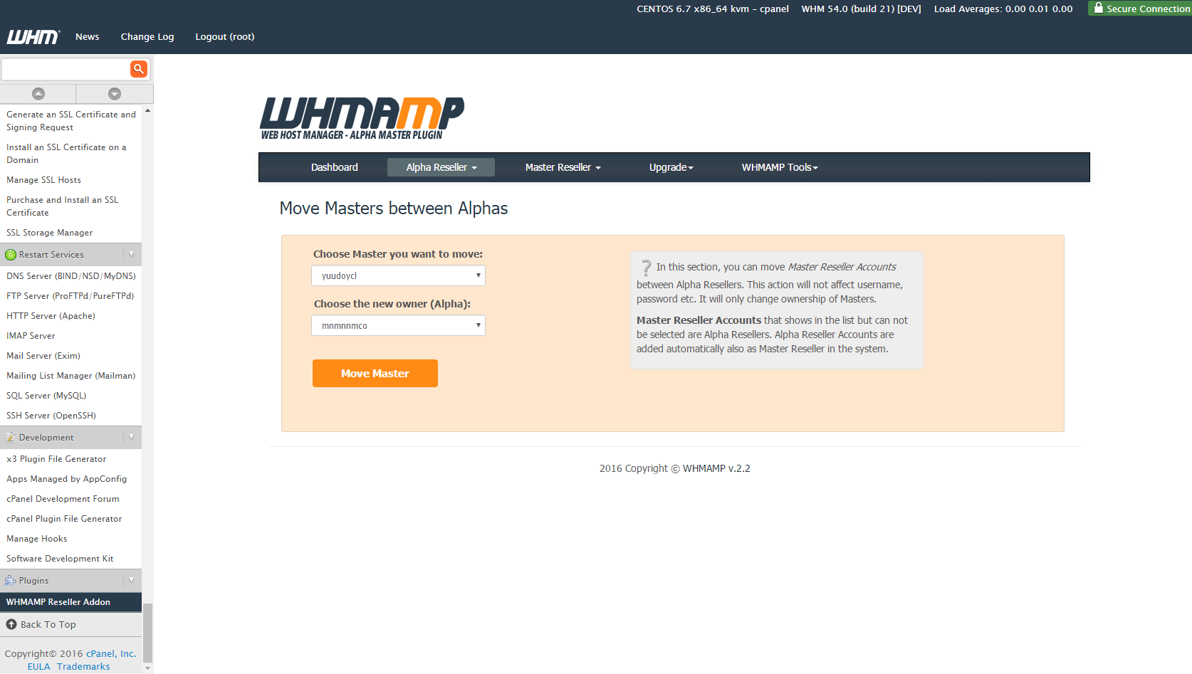 Move Masters between Alphas